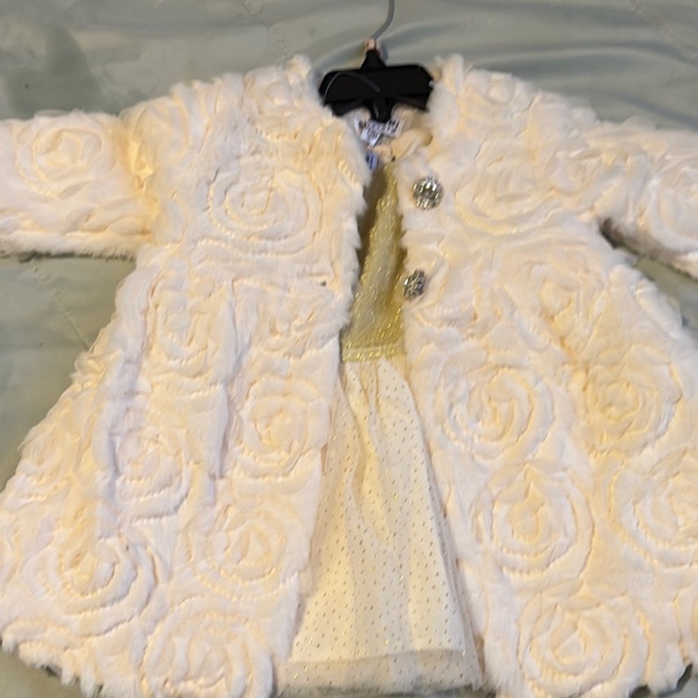 Blueberi Boulevard Cream Sherpa Coat with Bow Detail